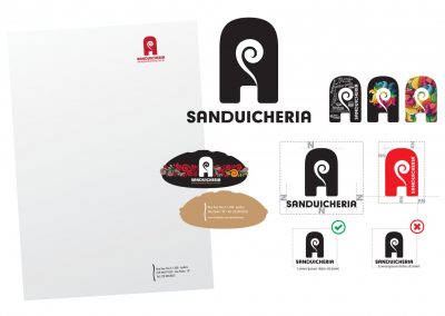 Criação da logomarca A Sanduicheria, cartão de visita e papel carta